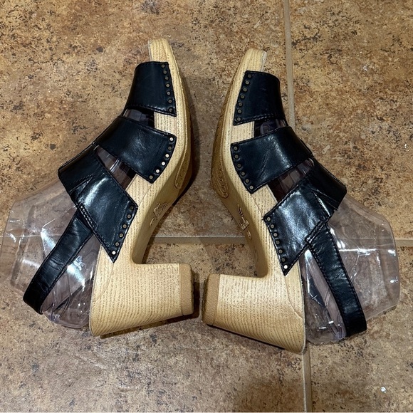 New Dansko Woman Tatiana Leather Heel Sandals Sz 38 Black Classic Comfort Boho - Picture 7 of 12
